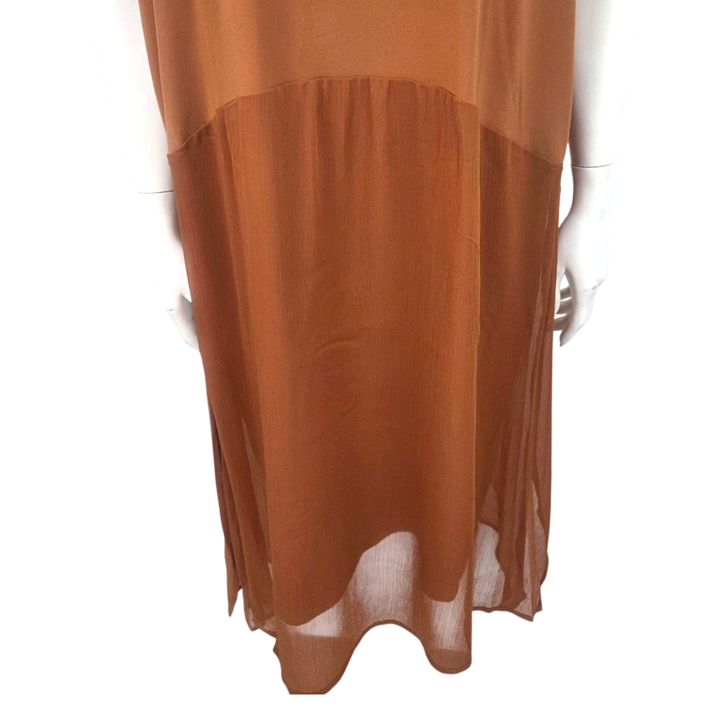 DKNY Tunic Tank Dress NEW Chiffon Stretch Womens Xl Brown Sleeveless Minimalist - Picture 12 of 15